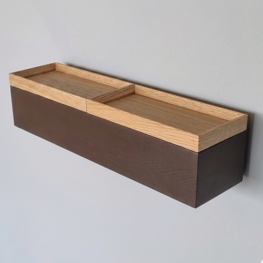 schmale Wandkonsole braun 48cm zwei Tabletts natur MBK12 – MBK12