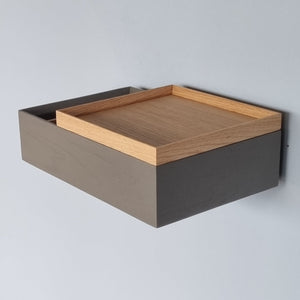 2x (pair) floating bedside table dark gray oak