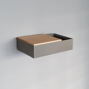 schwebender Nachttisch Eiche dunkelgrau - MBK12  stilvolle Designermöbel aus Massivholz
