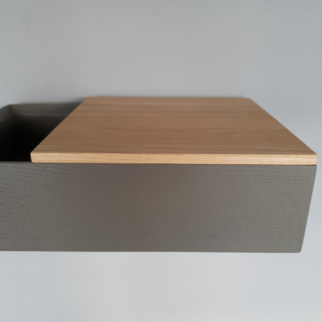 schwebender Nachttisch Eiche dunkelgrau - MBK12  stilvolle Designermöbel aus Massivholz