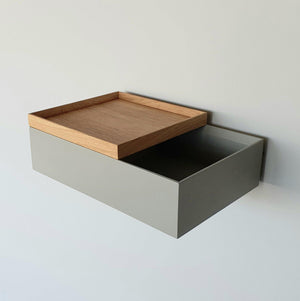 schwebender grauer Nachttisch aus Eiche, Nachttisch, MBK12 stilvolle Designermöbel aus Massivholz