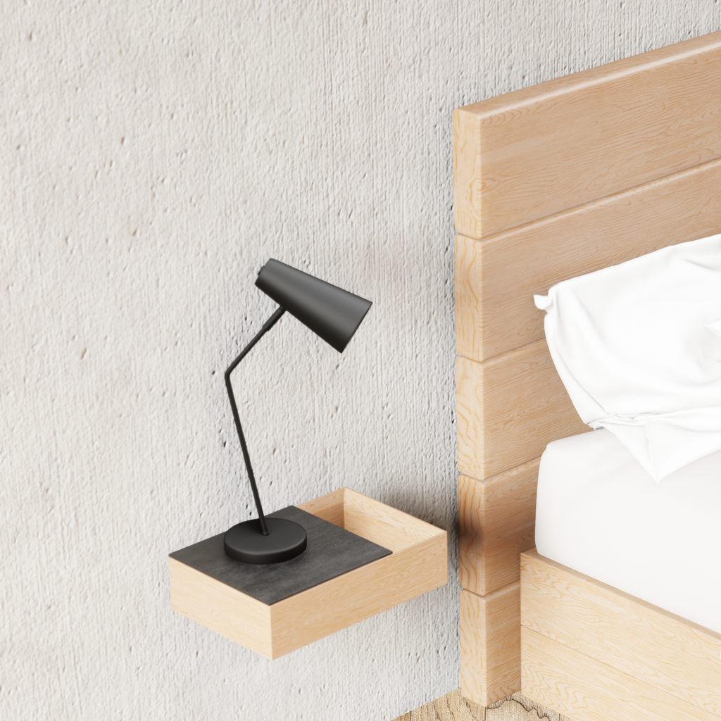 schwebender Nachttisch aus Eiche, Nachttisch, MBK12 stilvolle Designermöbel aus Massivholz