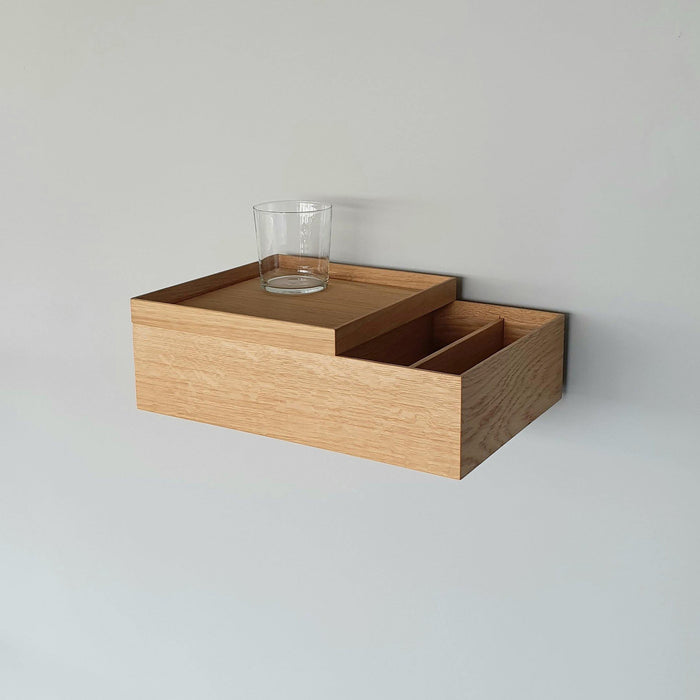 2x (pair) floating bedside table natural oak