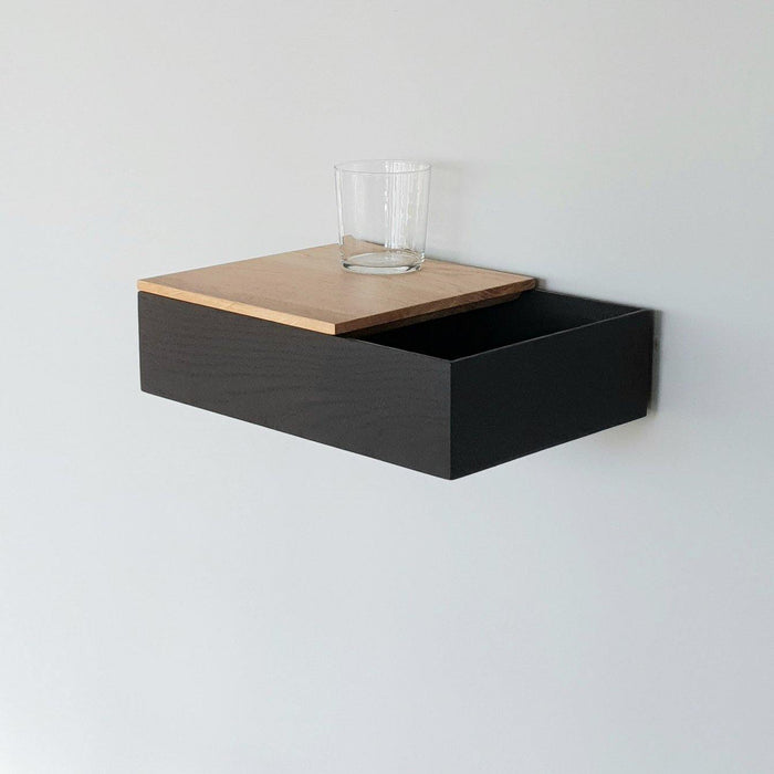 2x (pair) floating bedside table black oak