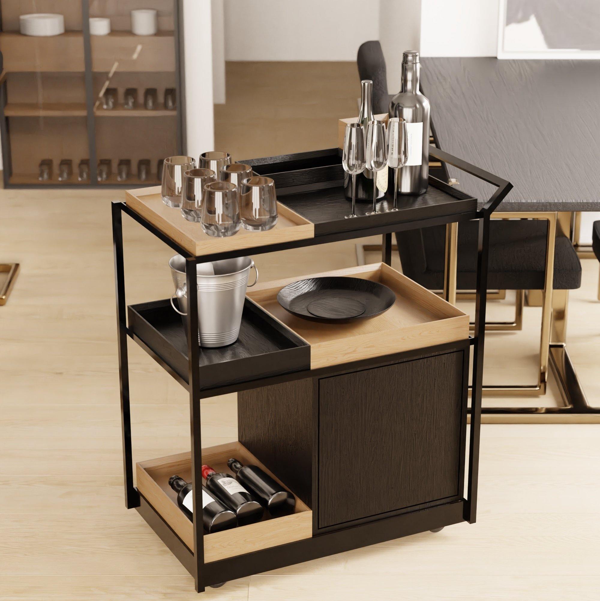 Barwagen Klassiker modularer Bauweise Rollen Höhe 80cm – MBK12