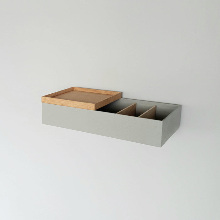 Wandkonsole massive Eiche asphaltgrau 48cm ein Tablett