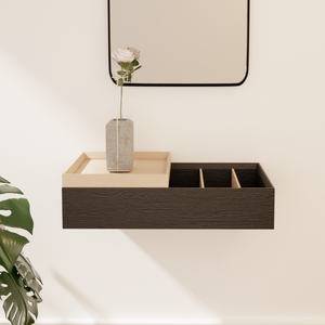 Wandkonsole massive Eiche schwarz 48 cm, Wandkonsole, MBK12 stilvolle Designermöbel aus Massivholz
