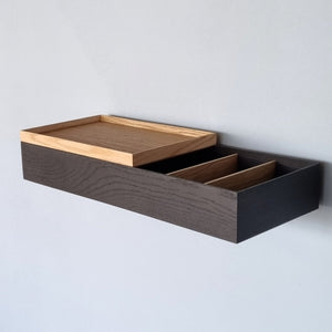 Wall console solid oak black 60cm a tray