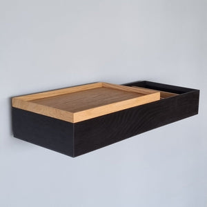Wall console solid oak black 60cm a tray