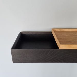 Wall console solid oak black 60cm a tray