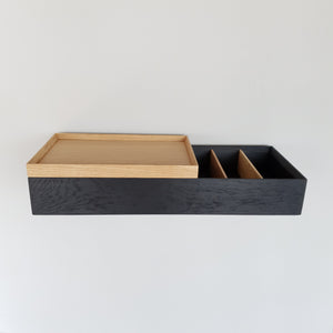 Wall console solid oak black 60cm a tray avi medical