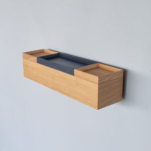 schmale Wandkonsole massive Eiche natur 48cm drei Tabletts stilvolle Designermöbel aus Massivholz
