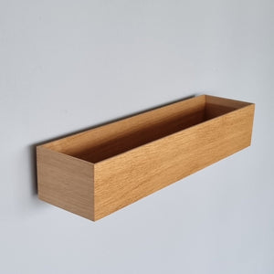 schmale Wandkonsole massive Eiche natur 48cm zwei Tabletts stilvolle Designermöbel aus Massivholz