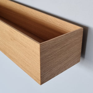 schmale Wandkonsole massive Eiche natur 48cm zwei Tabletts stilvolle Designermöbel aus Massivholz