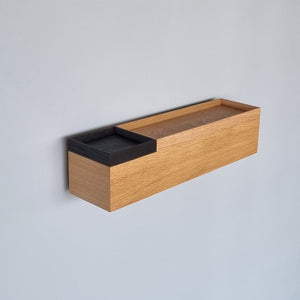 schmale Wandkonsole massive Eiche natur 48cm zwei Tabletts stilvolle Designermöbel aus Massivholz