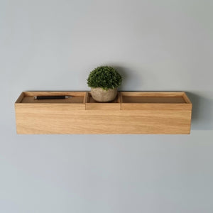 schmale Wandkonsole massive Eiche natur 60cm drei Tabletts stilvolle Designermöbel aus Massivholz
