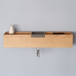 schmale Wandkonsole massive Eiche natur 60cm drei Tabletts stilvolle Designermöbel aus Massivholz