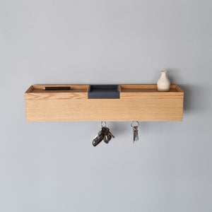 schmale Wandkonsole massive Eiche natur 60cm drei Tabletts stilvolle Designermöbel aus Massivholz