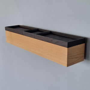 schmale Wandkonsole massive Eiche natur 60cm drei Tabletts stilvolle Designermöbel aus Massivholz