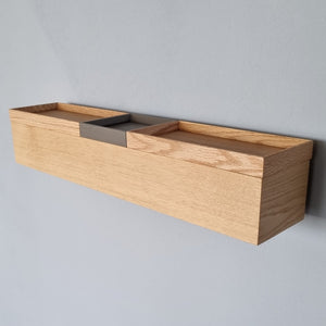 schmale Wandkonsole massive Eiche natur 60cm drei Tabletts stilvolle Designermöbel aus Massivholz