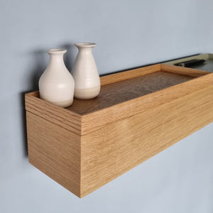schmale Wandkonsole massive Eiche natur 60cm zwei Tabletts stilvolle Designermöbel aus Massivholz