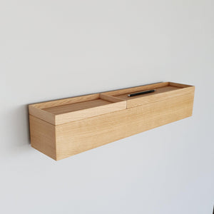 schmale Wandkonsole massive Eiche 60 cm mit zwei Tabletts, schmale Wandkonsole, MBK12 stilvolle Designermöbel aus Massivholz