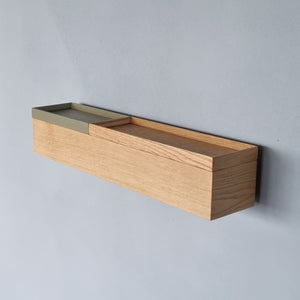 schmale Wandkonsole massive Eiche natur 60cm zwei Tabletts stilvolle Designermöbel aus Massivholz