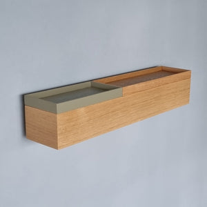 schmale Wandkonsole massive Eiche natur 60cm zwei Tabletts stilvolle Designermöbel aus Massivholz