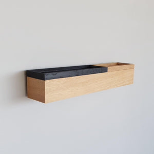 schmale Wandkonsole massive Eiche 60 cm mit zwei Tabletts, schmale Wandkonsole, MBK12 stilvolle Designermöbel aus Massivholz