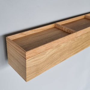 schmale Wandkonsole massive Eiche natur 72cm drei Tabletts stilvolle Designermöbel aus Massivholz