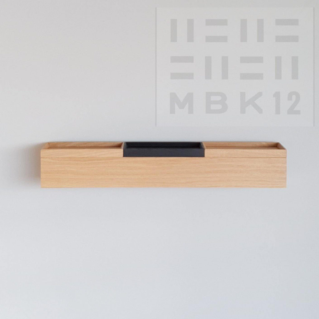Schmale Wandkonsole massive Eiche / schwarz 72 cm - MBK12  stilvolle Designermöbel aus Massivholz