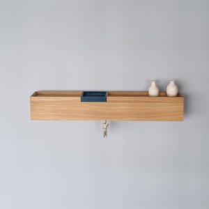 schmale Wandkonsole massive Eiche natur 72cm drei Tabletts stilvolle Designermöbel aus Massivholz
