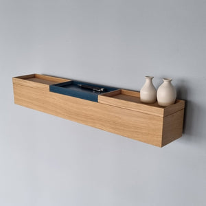 schmale Wandkonsole massive Eiche natur 72cm drei Tabletts stilvolle Designermöbel aus Massivholz
