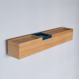schmale Wandkonsole massive Eiche natur 72cm drei Tabletts stilvolle Designermöbel aus Massivholz