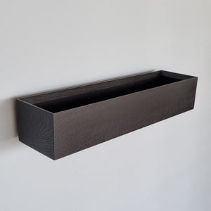 schmale Wandkonsole massive Eiche schwarz 48cm zwei Tabletts stilvolle Designermöbel aus Massivholz