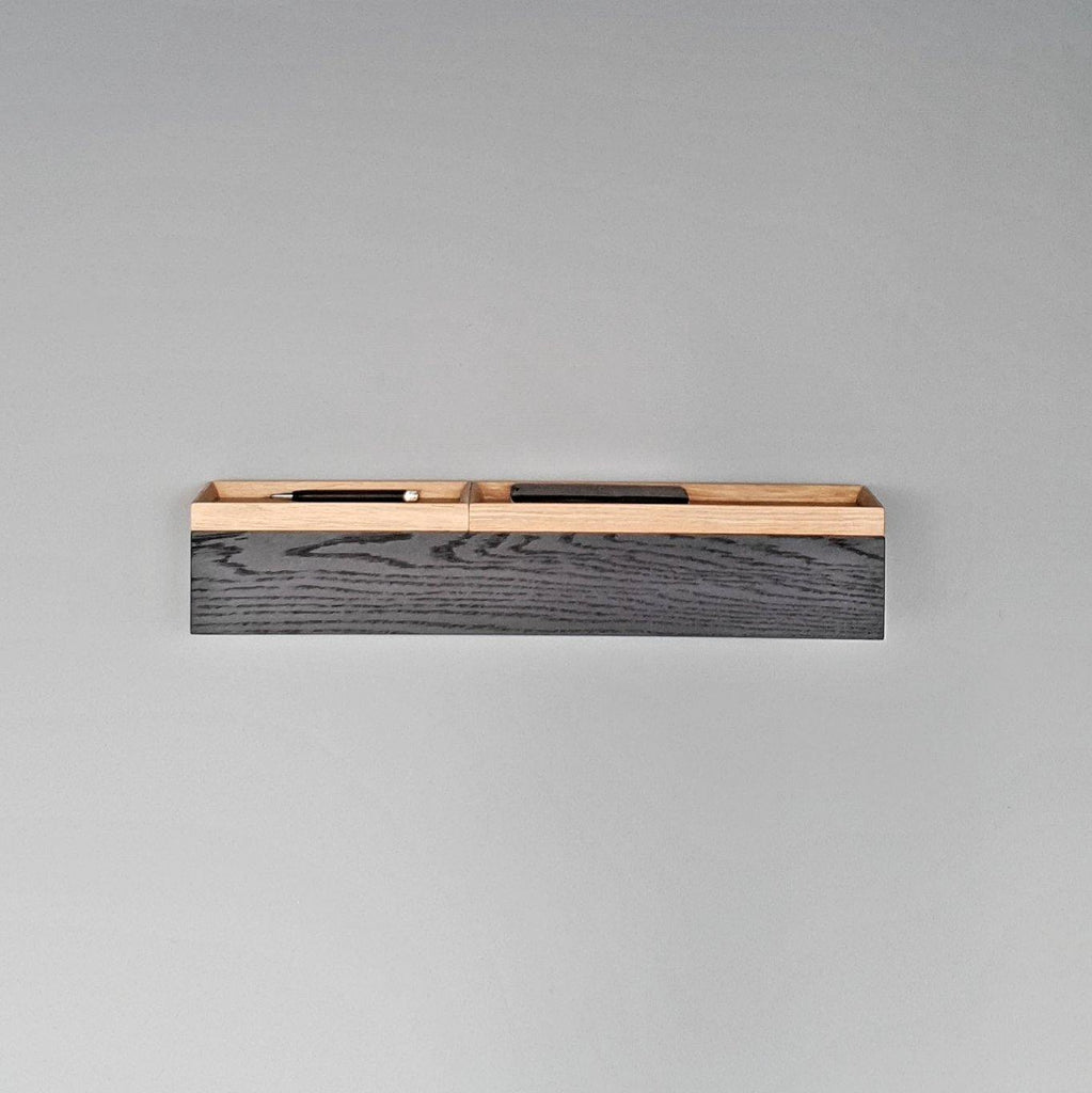 schwarze Wandkonsole massive Eiche 60 cm, schmale Wandkonsole, MBK12 stilvolle Designermöbel aus Massivholz