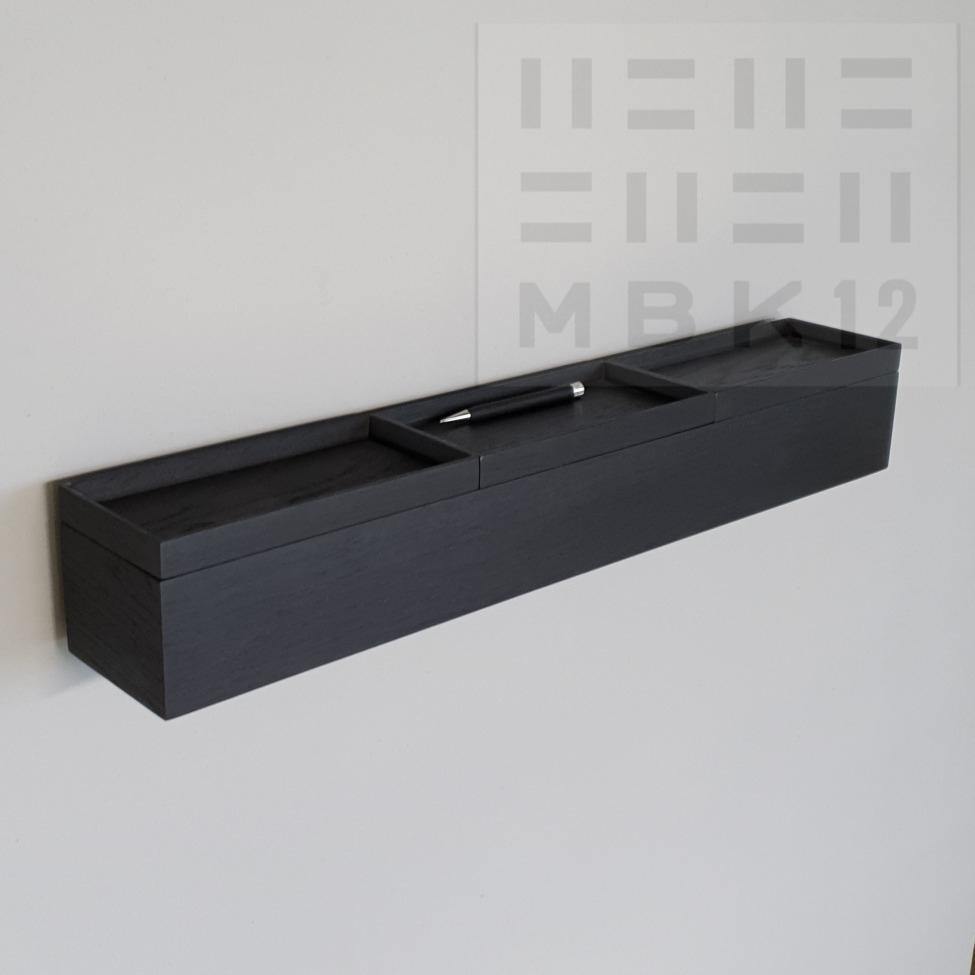 schmale Wandkonsole schwarz 72cm drei Tabletts schwarz kaufen – MBK12