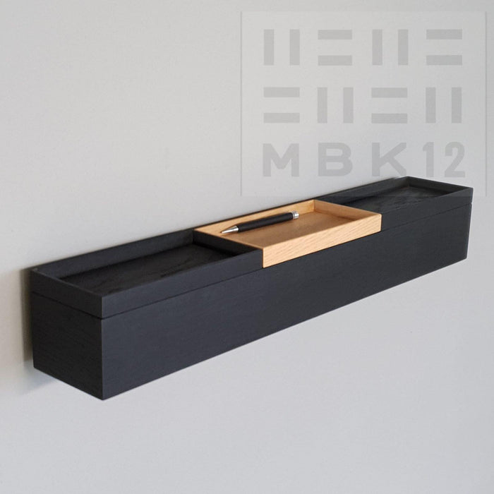 slim wall console solid oak black 72cm three trays