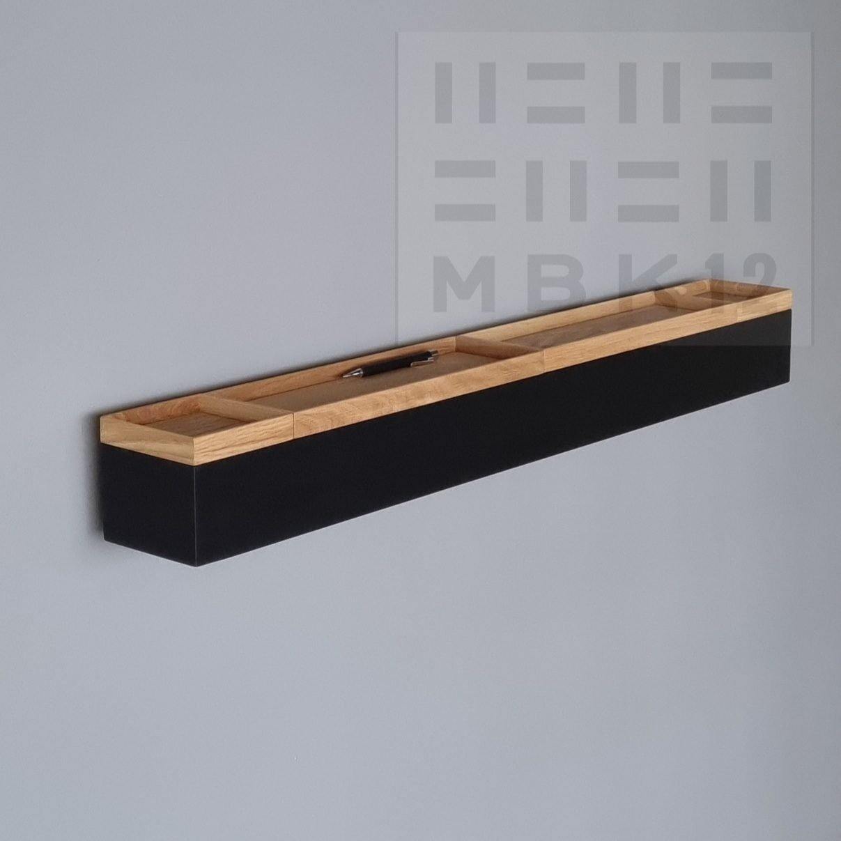 schmale Wandkonsole schwarz 96cm mit fünf Tabletts MBK12 – MBK12