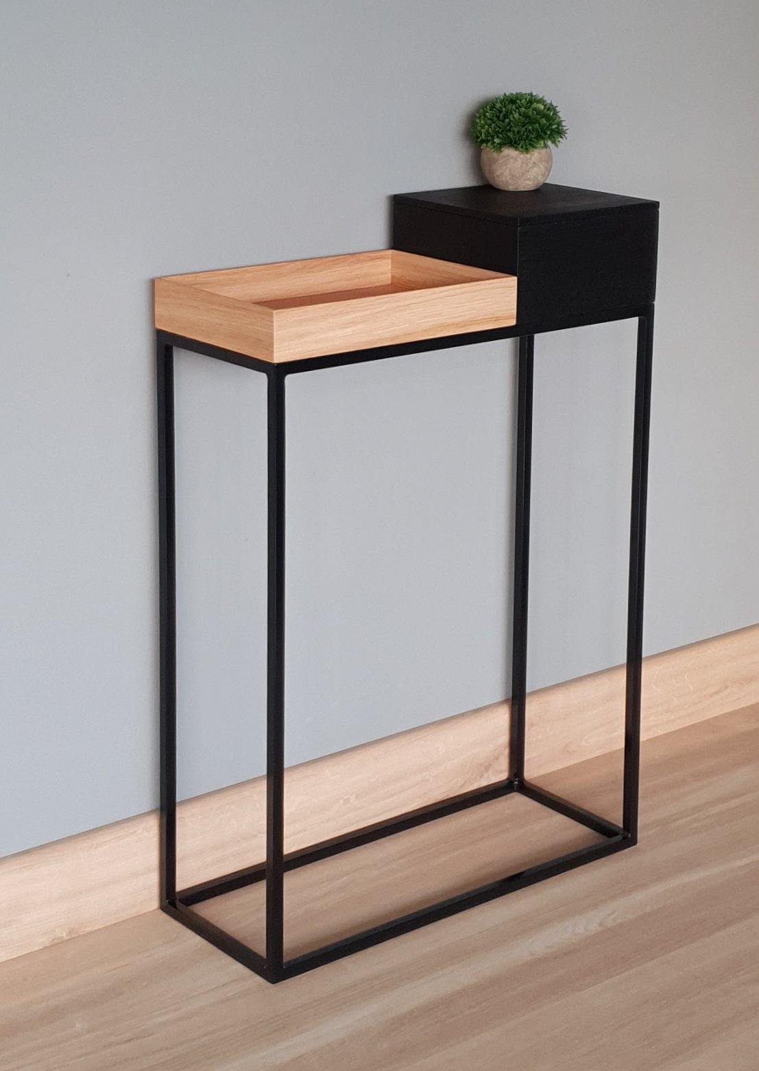 schmaler Design Konsolentisch natur mit Box 60cm bestellen – MBK12
