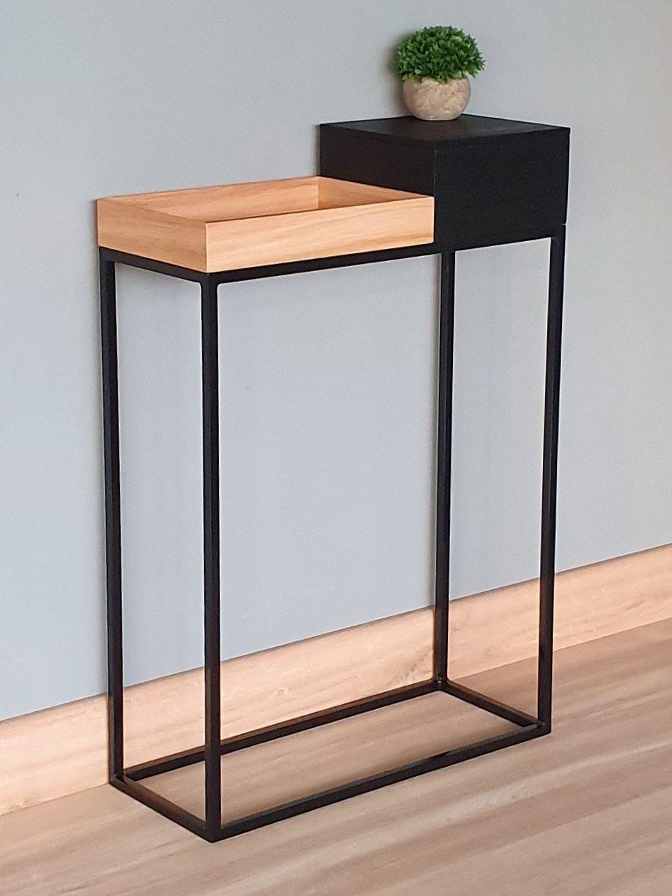 schmaler Design Konsolentisch natur mit Box 60cm bestellen – MBK12