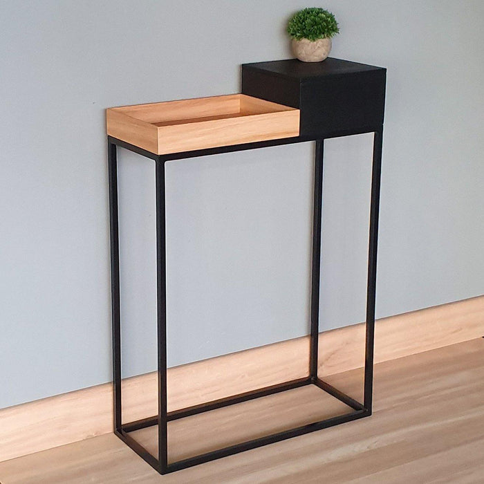 schmaler Designer Konsolentisch massive Eiche natur 60cm